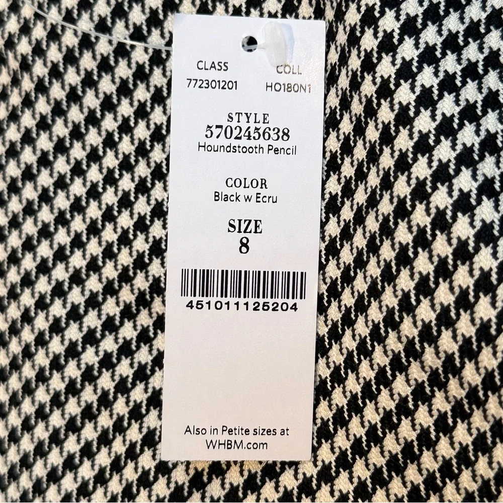 NWT White House Black Market‎ Pencil Skirt Houndstooth Black Ecru Sz 8